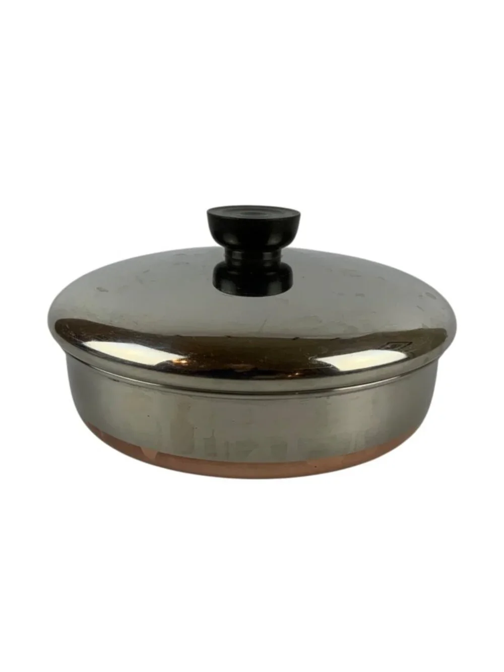 Revere Ware Copper Clad Stainless Steel 1 Qt Straight Sided Skillet & Lid USA